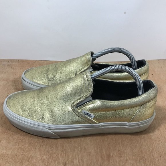 VANS Slip-On Women Size 9.5 Gold Canvas Skate Shoe - Picture 3 of 9